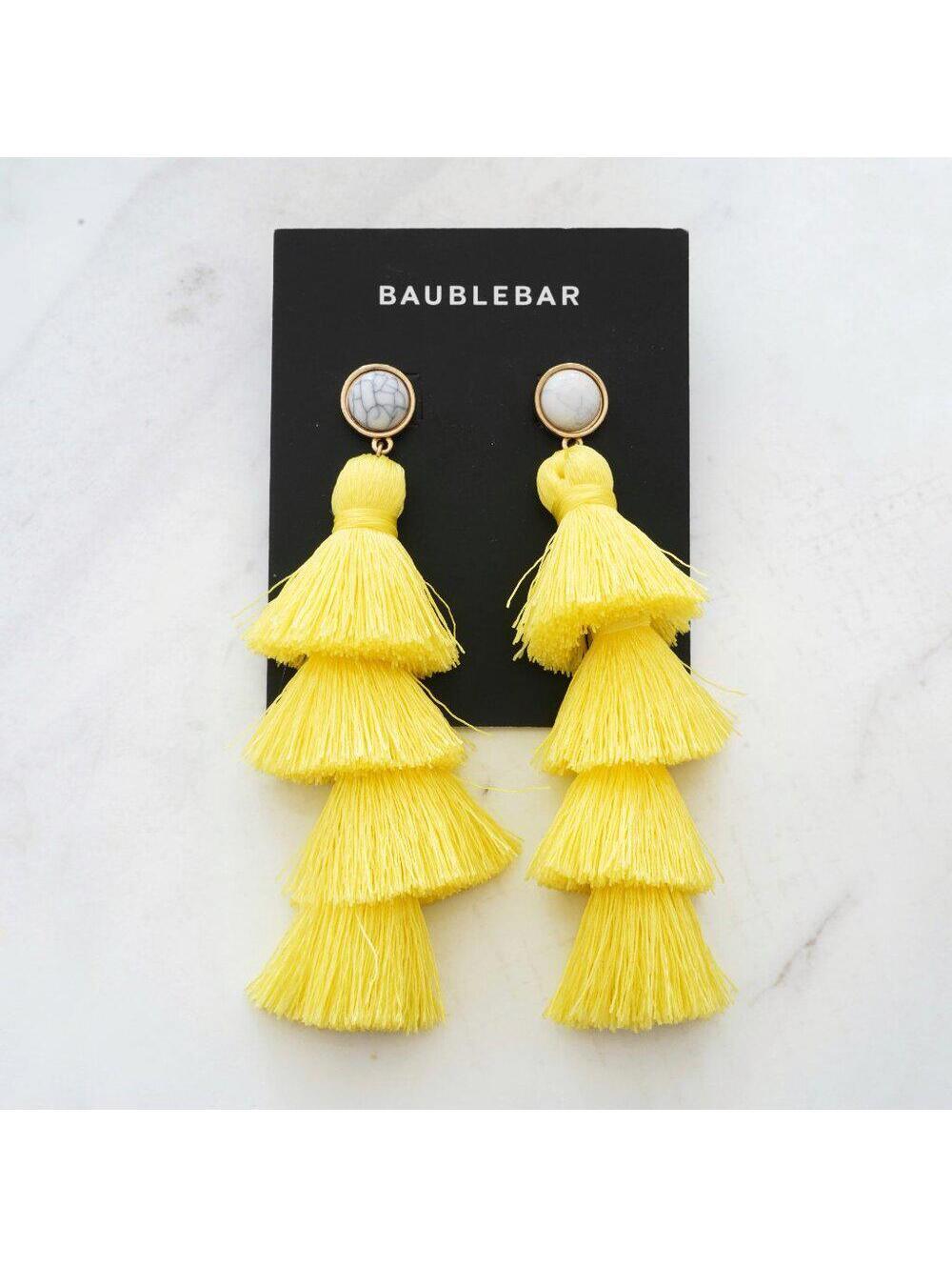 BaubleBar Tiered Tassel Earrings Yellow